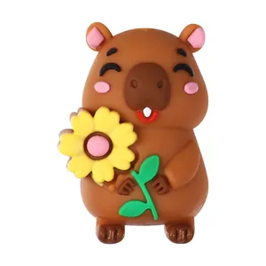 Cuenta de silicona carpincho 3D con girasol para bolígrafos DIY y joyería de dibujos