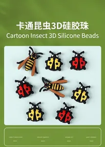 Detail of 3D silicone insect beads showing BPA-free ladybug and honeybee DIY charms