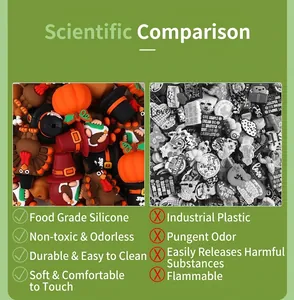 Comparación entre cuentas de pavo de silicona de grado alimenticio y material de plástico