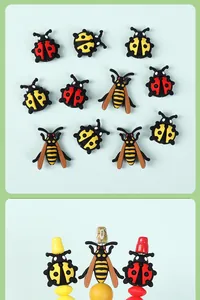 Detail view of 3D silicone ladybug and bee beads for DIY jewelry making accessories