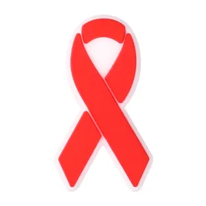 Cuenta de silicona con cinta roja de concientización y borde blanco para pulseras DIY