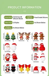 Tabella delle taglie per perle in silicone natalizie con Babbo Natale e renna in 3D
