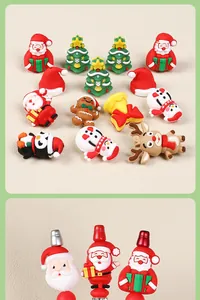 Dettaglio macro di perline natalizie 3D in silicone con Babbo Natale per accessori fai-da-te