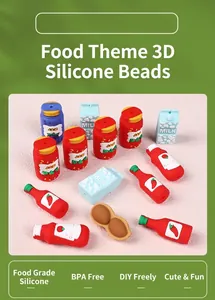 Dettaglio di perline 3D in silicone alimentare senza BPA per gioielli fai-da-te e hobby
