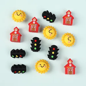 3D cartoon sun, school house and traffic light silicone beads for DIY jewelry making