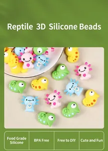 Macro shot of 3D cartoon salamander silicone beads made from BPA-free food grade material