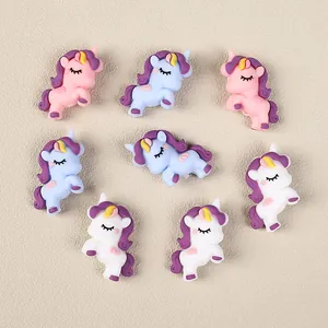 Set di 8 perle di unicorno 3D in silicone in colori pastello per gioielli e accessori