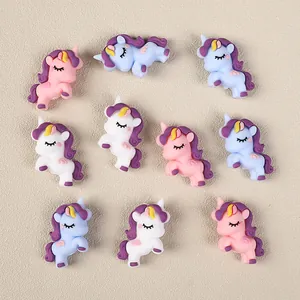 Perline di unicorno 3D in silicone rosa blu e bianco per accessori fai da te per cartoni