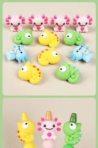 Close-up of colorful 3D silicone animal beads for DIY jewelry and beaded pens