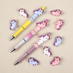 Perline in silicone unicorno 3D set fai-da-te con ciondoli colorati per decorare penne