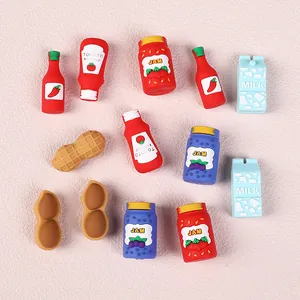 Perline in silicone 3D a forma di cibo come ketchup e latte per creazione gioielli DIY