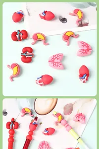 Macro detail of 3D silicone organ beads including heart and lungs for DIY pen making
