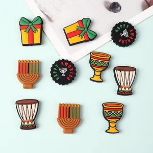 Kwanzaa Thema Siliconen Kralen Afrikaanse Trommel Kinara Eenheidsbeker Voor DIY Sieraden Maken Armband Ketting Ambachten Feestelijke Decoraties