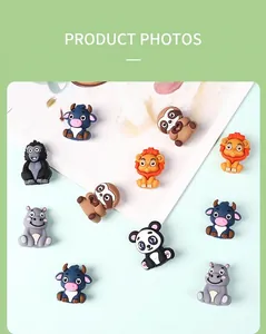 Detailansicht der 3D Silikon Tieranhänger mit Kuh, Löwe und Panda für DIY Schmuckdesign