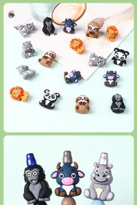 Detail bunter 3D-Silikon-Tierperlen wie Löwe und Panda für DIY-Schmuckherstellung