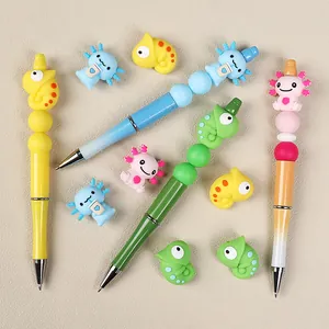 3D cartoon axolotl silicone bead pens with colorful decorative animals for DIY crafting