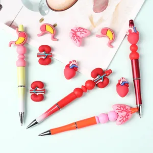 3D human organ silicone bead pens for doctors with heart lung and kidney shapes