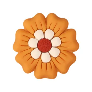 Three-layer orange and white silicone flower bead for DIY pen and keychain accessories