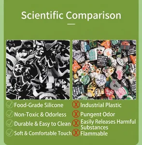 Comparison of food-grade silicone shoe charms versus low-quality industrial plastic decor