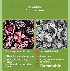 Detailed comparison of high-quality food-grade silicone shoe charms and inferior materials