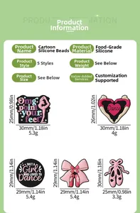Detailed dimensions and weight of ballet themed silicone beads for jewelry making