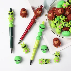 Bolígrafos de silicona 3D alien y bigfoot con cuentas y accesorios DIY creativo