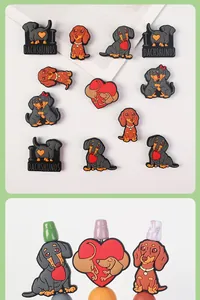 Detalle de dijes para zapatos de Dachshund y cuentas de silicona para proyectos DIY