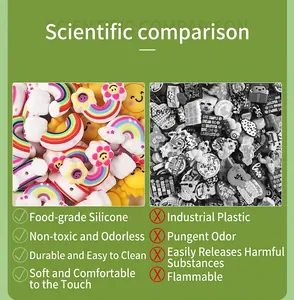 Detail of colorful food-grade silicone rainbow and sun beads for DIY jewelry making