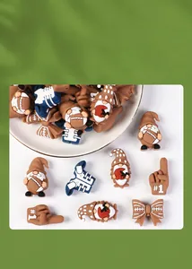 Detailed view of 3D football theme silicone beads for DIY jewelry and crafts