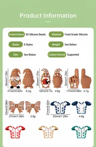 3D silicone sports beads including rugby jersey and gnome shapes for DIY jewelry making