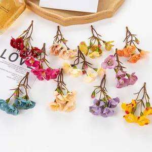Ramo de Flores Artificiales DIY Accesorio de Tocador Hecho a Mano Tallos de Flores de Seda Para Boda Decoración del Hogar