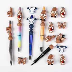 DIY bead pens set with 3D football silicone charms and jersey patterns for creative crafts