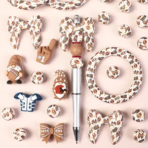 Creative 3D silicone beads for DIY American football jewelry making and sports pens