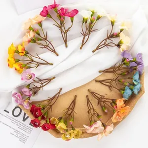 Rosas de té artificiales de seda coloridas con tallos para manualidades y decoración