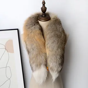 Bufanda Unisex de Piel de Zorro Real Invierno Cálida Calentador de Cuello Peluche Lujosa Hecha a Mano Patrón Animal Mujer Hombre