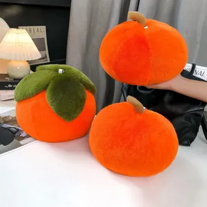 Cute Faux Rex Rabbit Fur Persimmon Pumpkin Plush Keychain Pendant Large Fluffy Fruit Bag Charm Decorative Desktop Ornament For Girls Gift