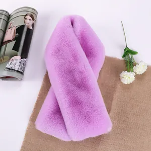 Women Winter Faux Rabbit Fur Scarf Thick Warm Plush Neck Warmer Soft Solid Color Wrap Scarf Fashion Accessories