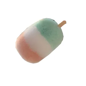 Süßer Eiscreme-Plüschanhänger aus Rex-Kaninchenfell in Mintgrün, Weiß und Rosa für Schlüssel