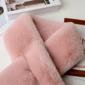 Luxurious soft faux rabbit fur neck warmer in pastel pink for women winter warmth