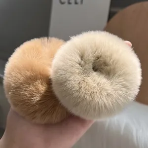 Scrunchie in Pelliccia di Coniglio Rex Vintage Francese Morbido Peluche Elastico per Capelli Donna Autunno Inverno Fascia per Capelli
