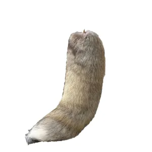Authentic fox fur tail keychain with white tip and metal clip for bags or cosplay