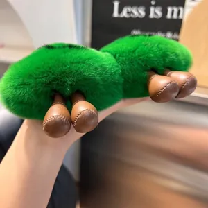 Schattige groene konijnenbont boom sleutelhanger pluche hanger voor tassen