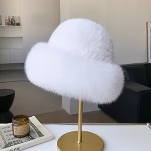 Damen Nerz Fuchsfell Anglerhut Winter Warm Plüsch Glockenhut Handgewebt Elegant Luxus Pelzkappe Für Damen