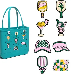 Pickleball PVC Shoe Charms For Bogg Bag DIY Cute Pink Green Summer Beach Accessories For Garden Shoes And Bag Decoration