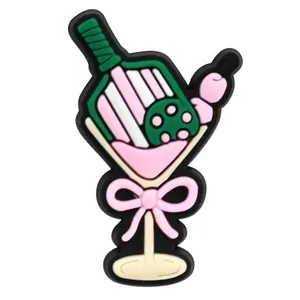 Detail of PVC shoe charms featuring cute Japanese snack designs like dango and shakes