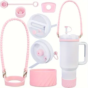 Set Accessori Bicchiere in Silicone Include Copertura Cannuccia Cinturino Maniglia Stivale Inferiore Tappi Anti Perdite Per 40oz