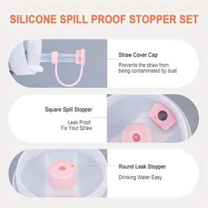 Set tappi antigoccia in silicone rosa per bicchieri con copripaglia e guarnizioni
