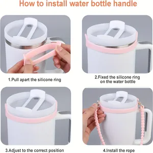 Guida in 4 passaggi per installare il manico in silicone rosa su un grande bicchiere