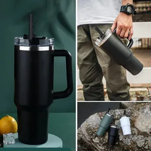 Bicchiere termico da 40 oz in acciaio inossidabile con manico in tre colori opachi