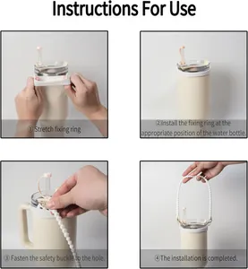 Installation steps for silicone water bottle handle strap with gold metal buckle